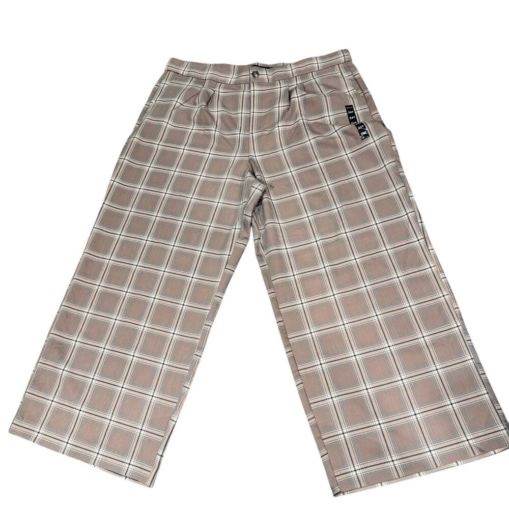New Torrid Wide Leg Pants 24T Beige Plaid Studio High Rise Academia Career